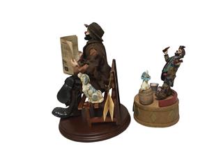 2PCS EMMETT KELLY CIRCUS COLLECTION BIG BUSINESS AND COCA-COLA MUSICAL FIGURINE